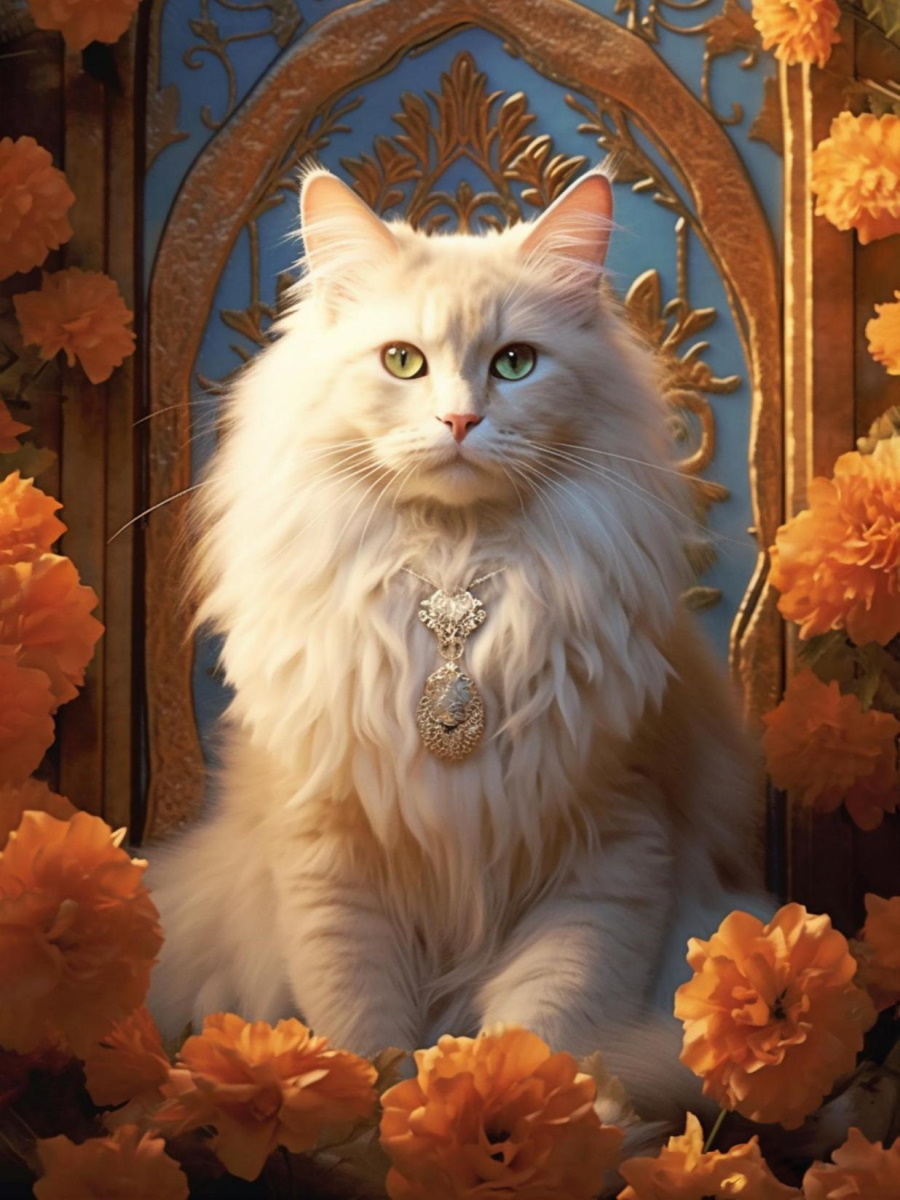 Мозаика алмазная по номерам на холсте 30*40см "Королевская кошка" (частичное заполнение)