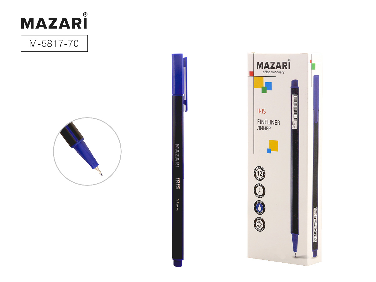 Ручка линер 0,5мм "Mazari Iris" синяя