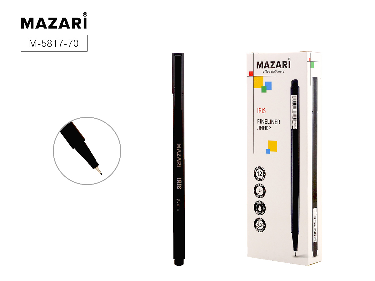 Ручка линер 0,5мм "Mazari Iris" черная