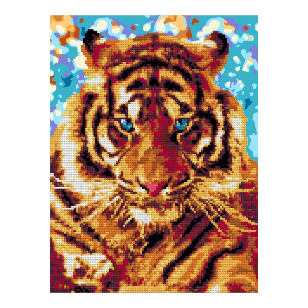 Мозаика алмазная по номерам на холсте (рулон) 30*40см "Игривый тигр" (частичная выкладка)