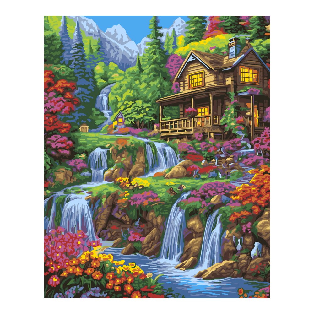Картина по номерам на холсте 40*50см "Цветущий водопад"