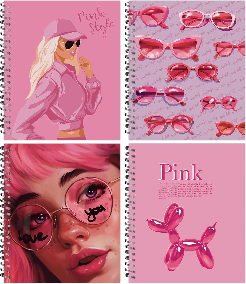 Тетрадь А5  48л кл. гребень Полином "Barbie pink style" выб. УФ-лак, 4диз.в спайке, белизна 100%