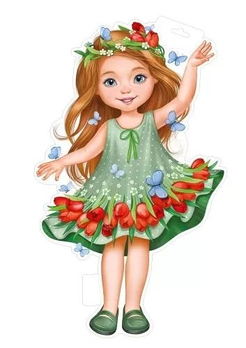 Вырубная фигурка 31*35см "Девочка в зеленом весеннем платье"