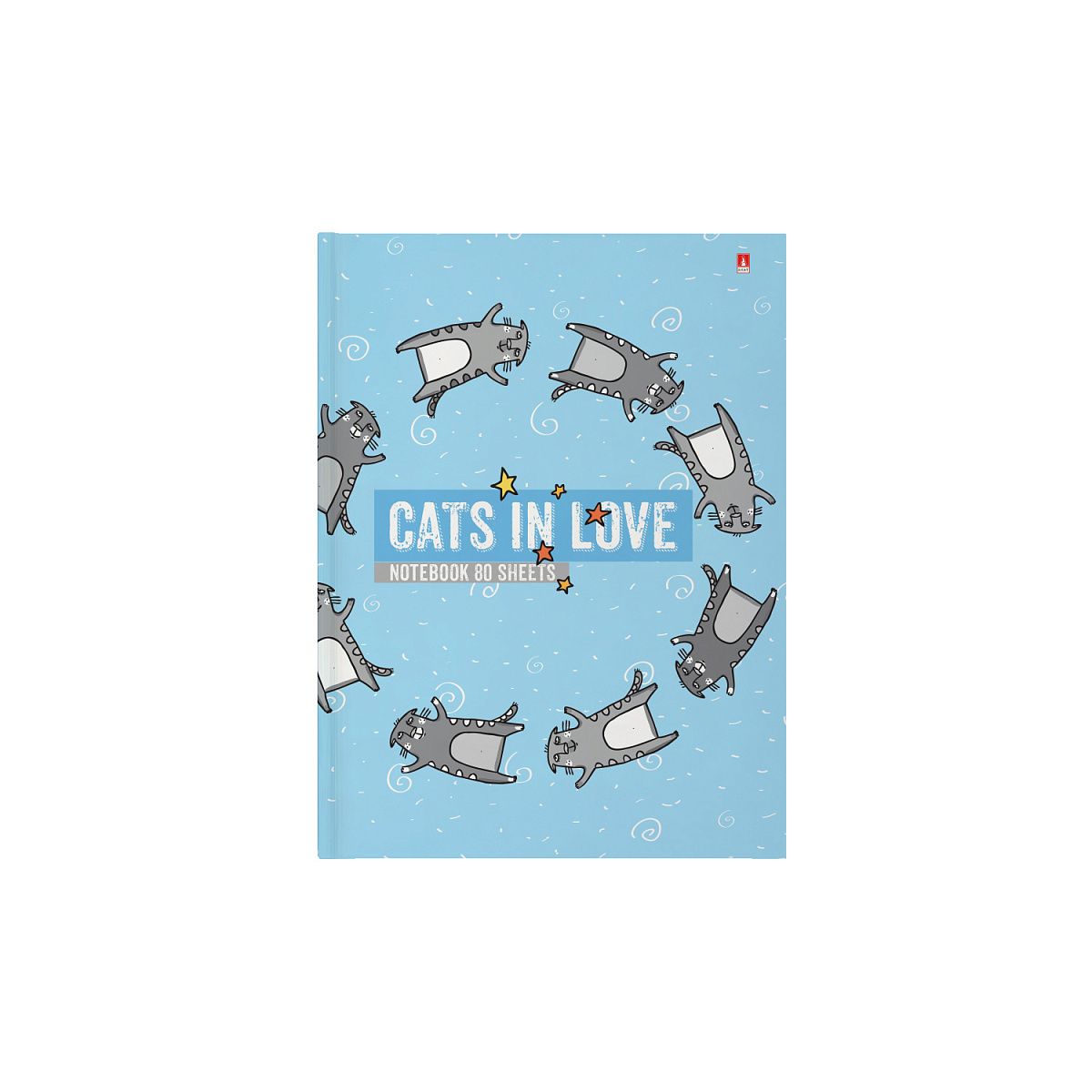 Блокнот А6 7БЦ  80л "Cats in love" клетка, глянц.лам.