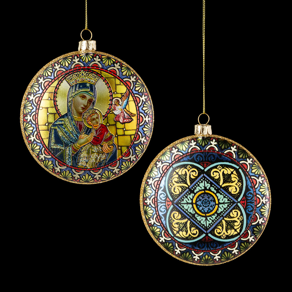 Украшение ErichKrause Decor Мария и Младенец медальон 10см, стекло