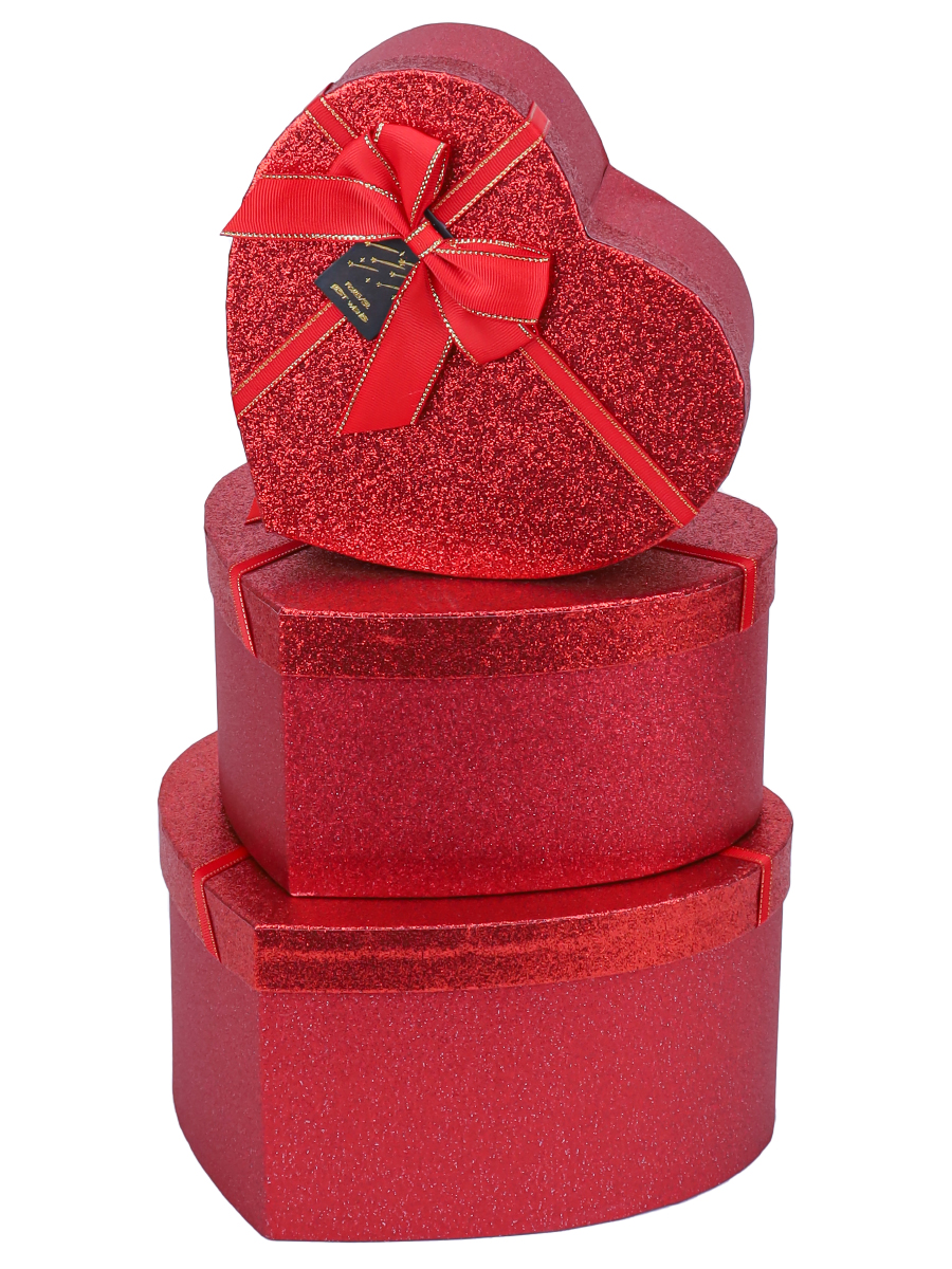 Набор подарочных коробок  3в1 "Алое сердце"  18*20*10-23*27*13 см