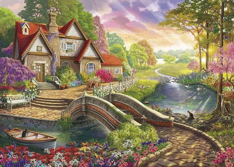 Картина по номерам на холсте 40*50см "Волшебный загородный дом"
