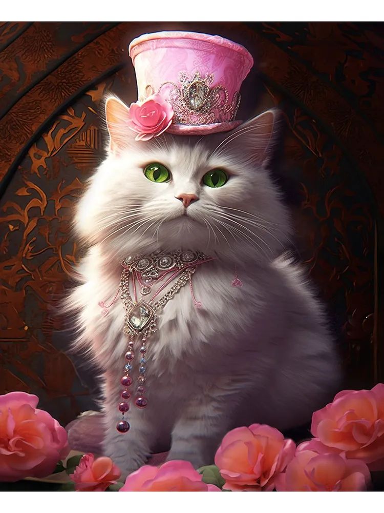 Мозаика алмазная по номерам на холсте 30*40см "Аристократическая кошка"