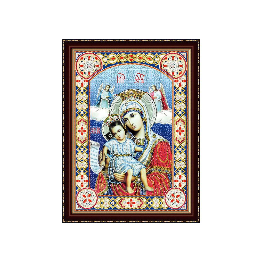 Мозаика алмазная по номерам на холсте 30*40см "Икона Божией Матери" (частичное заполнение)