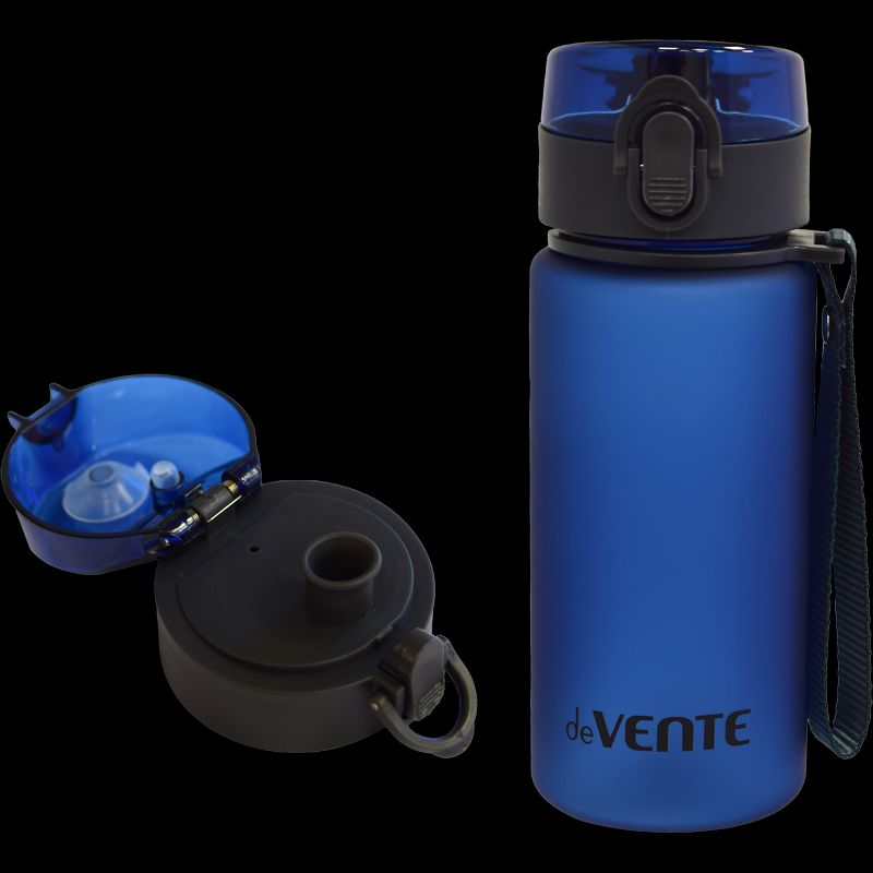 Бутылка для воды 400мл 17,9x6,5 см, пластиковая, с диффузором, с петлей, синяя