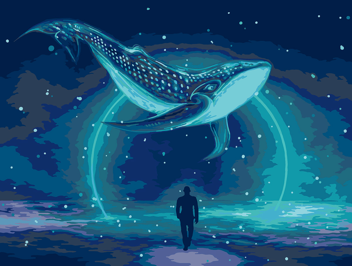 Картина по номерам на холсте 40*30см "Небесный кит"