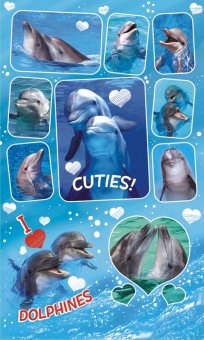 Наклейки детские 16*9см  "Дельфины" с блёстками