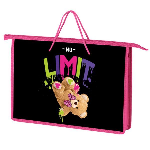 Папка А4 (340*245*45) с ручками, молния, пластик "Плюшевый мишка"