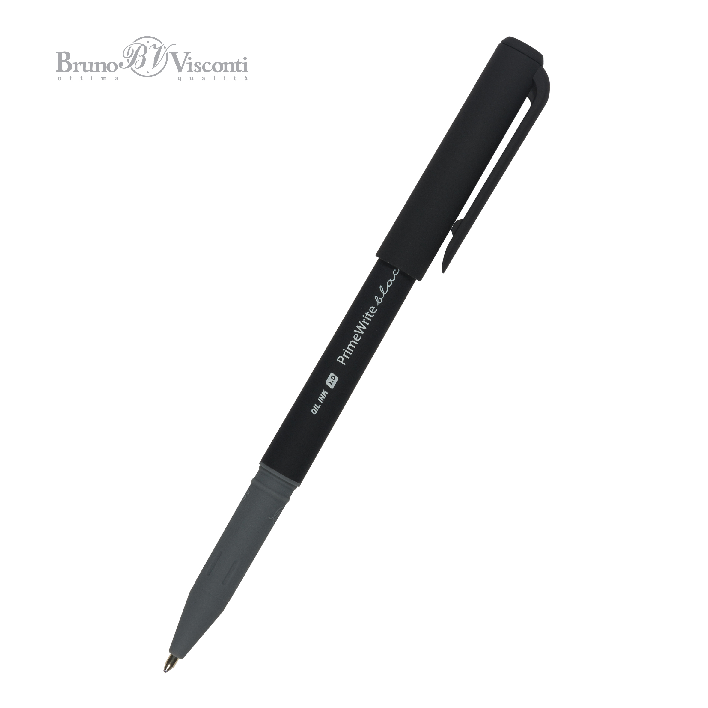 Ручка шар. BV "PrimeWrite. Basic. Black" 1,0мм, синяя, маслян.осн.