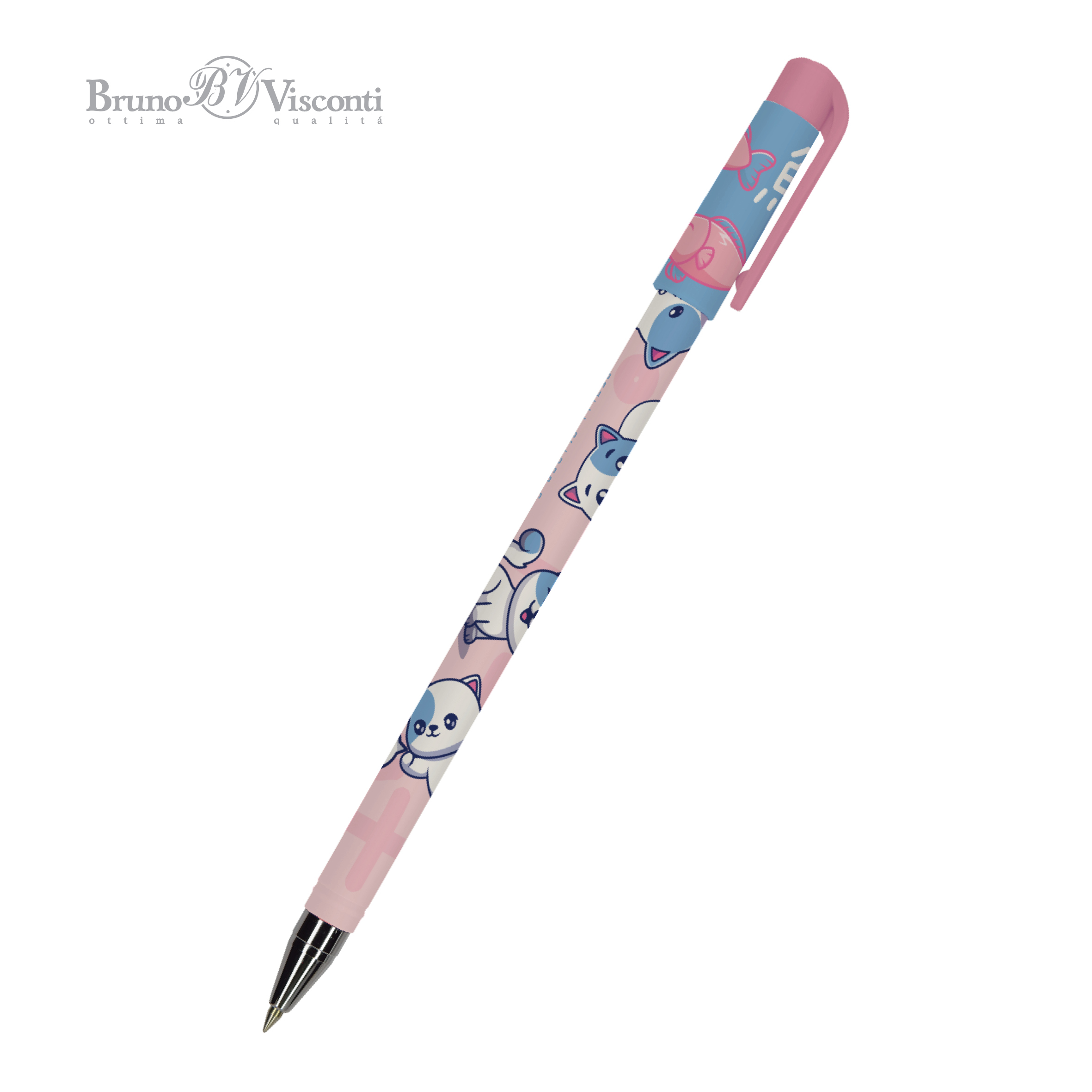 Ручка шар. BV "HappyWrite. Kawaii animals. Котенок", 0.5мм, синяя