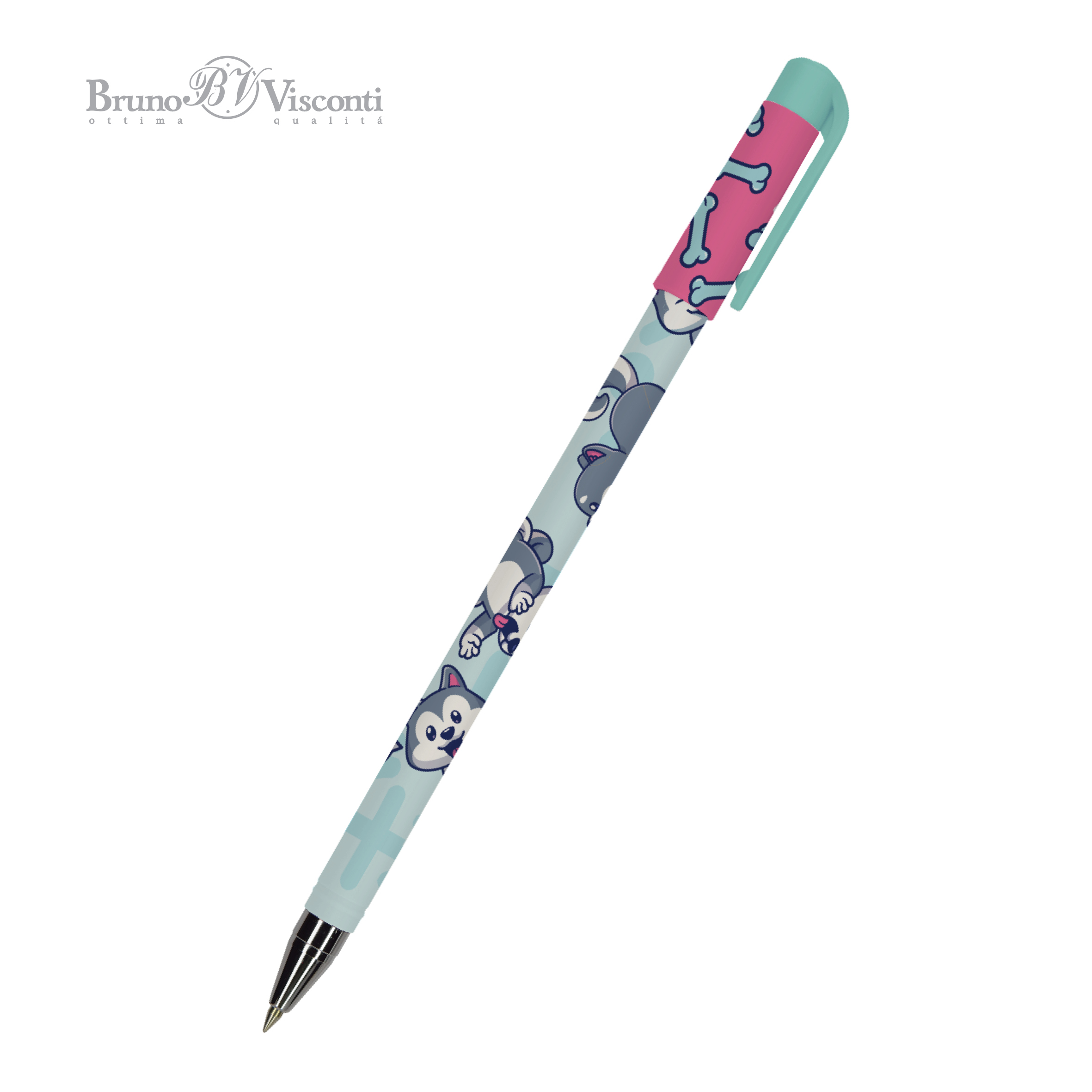 Ручка шар. BV "HappyWrite. Kawaii animals. Щеночек", 0.5мм, синяя