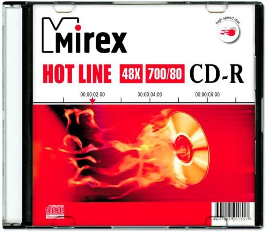 Диск CD-R Mirex емкость 700Mb скорость 48x "Hotline"slim