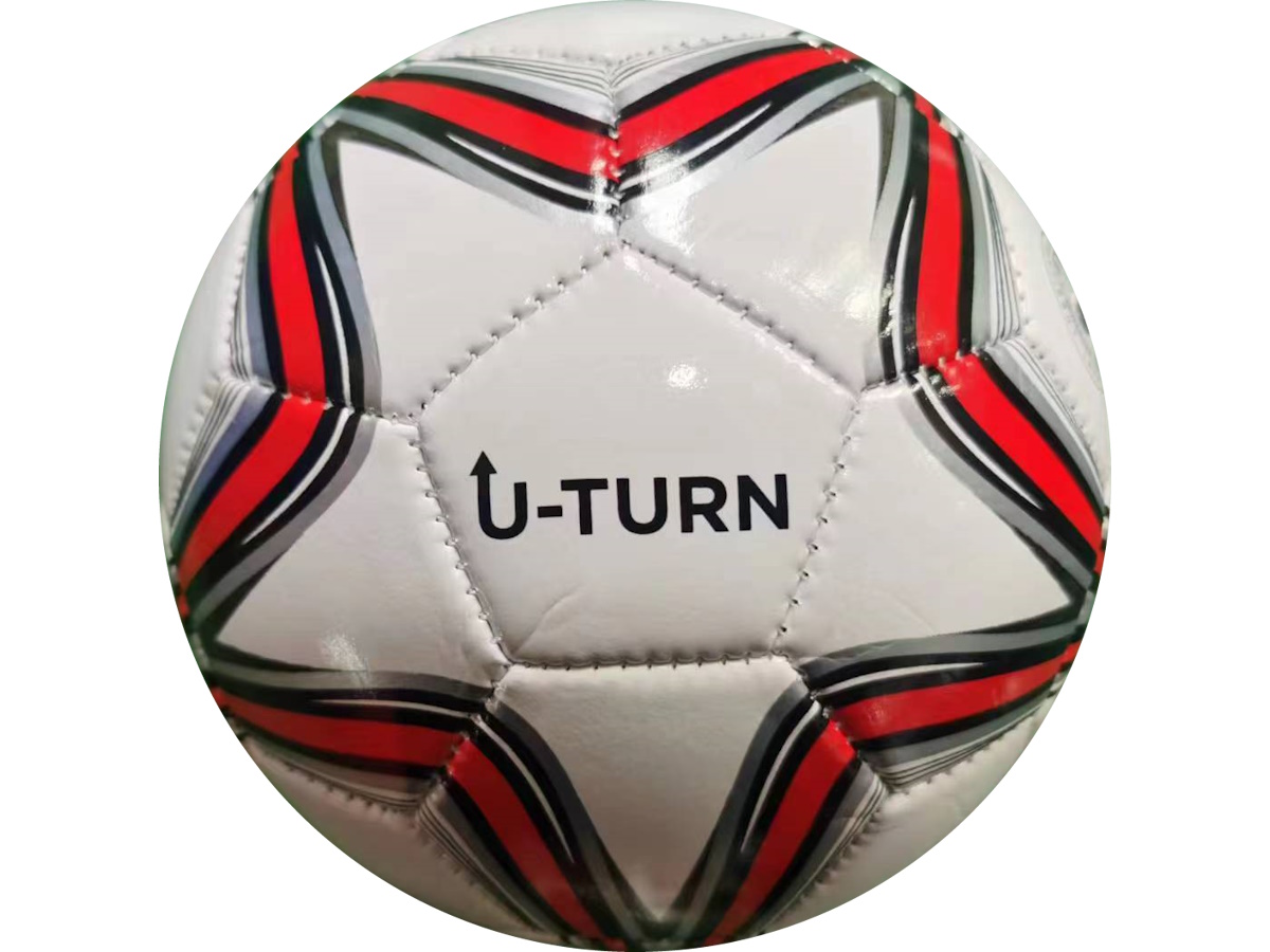 Мяч спортивный футбольный 28 см, PVC, 180гр, красный с белым, НЕ НАДУТЫЙ