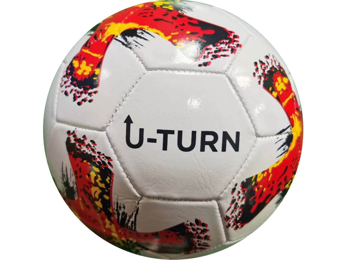 Мяч спортивный футбольный 35 см, PVC, 300гр, белый с красным, НЕ НАДУТЫЙ