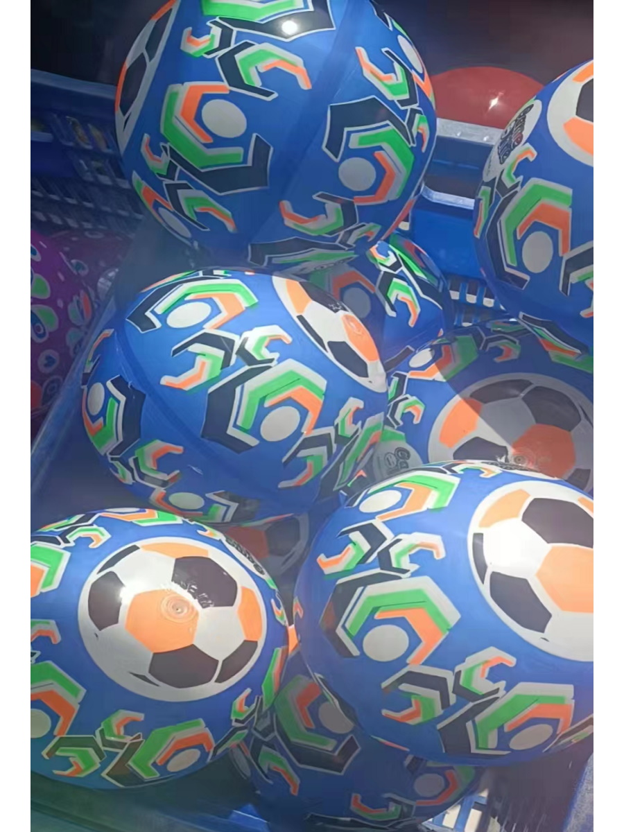 Мяч детский 21см "Весёлый футбол" синий НЕ НАДУТЫЙ