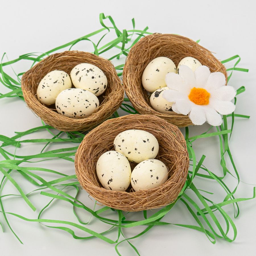 Сувенир пасхальный "Гнездо с яйцами" 6см, 3шт