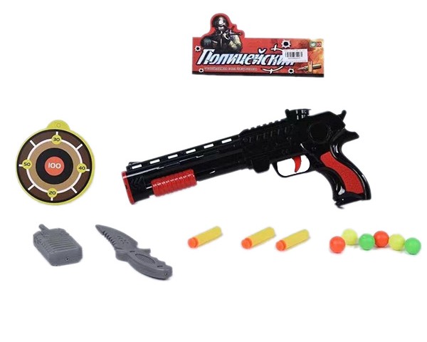 Игровой набор "Полиция" с пистолетом,мишенью, шариками, мягкими пулями и аксессуарами
