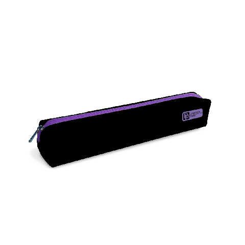 Пенал-косметичка (200*35*35) молния, ткань "Черный с фиолетовым"