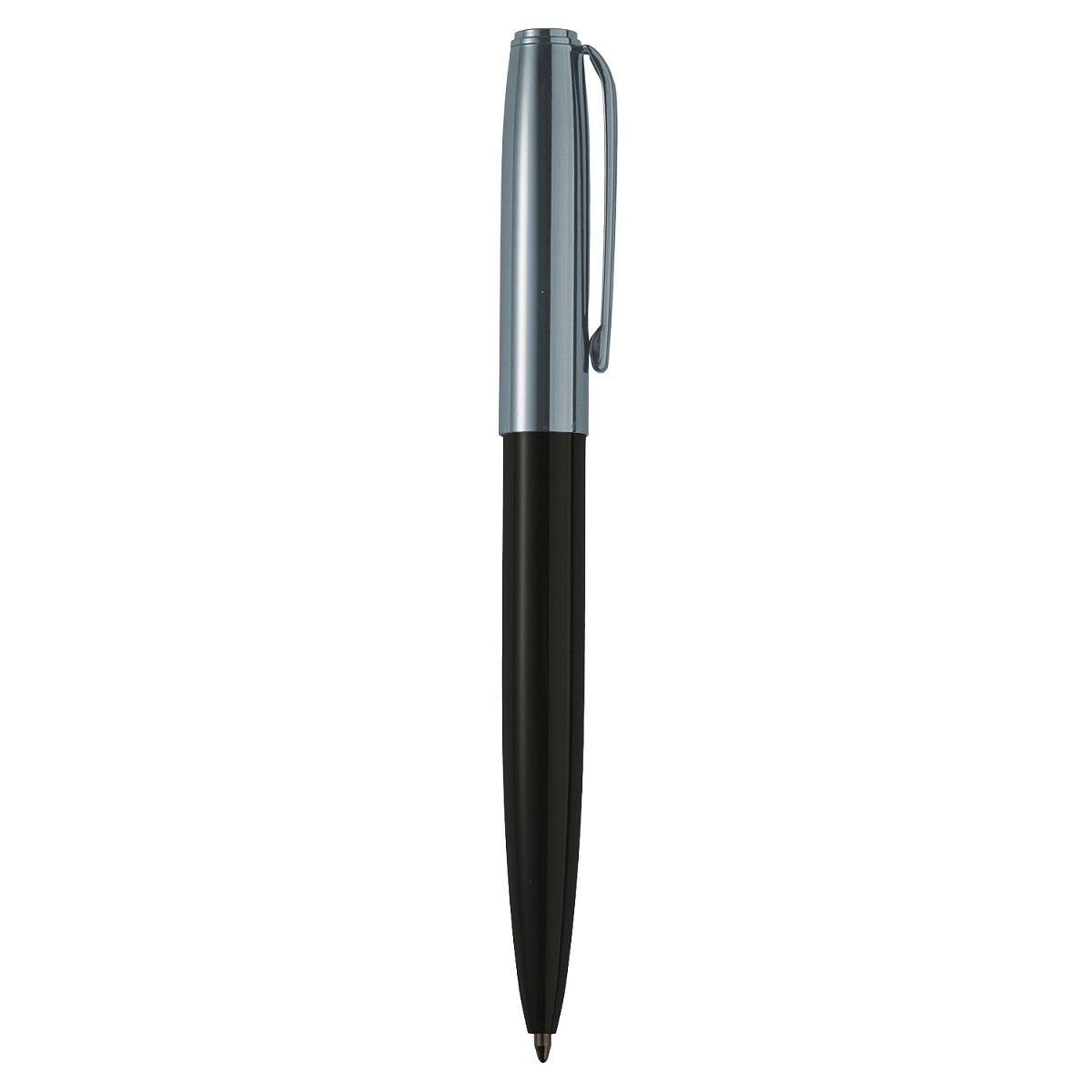 Ручка в футляре автомат. "Napoli. Черная/серебряная" шарик., 1,0мм, металл., синие чернила