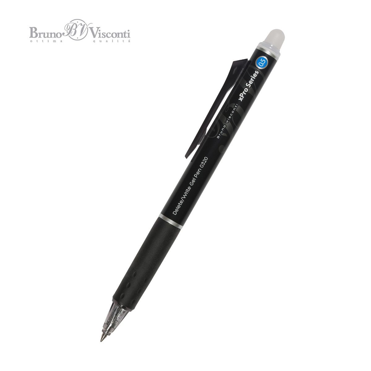 Ручка гелевая стираемая, автомат. Bruno Visconti "DeleteWrite. xPro. Nero" синяя, 0,5мм