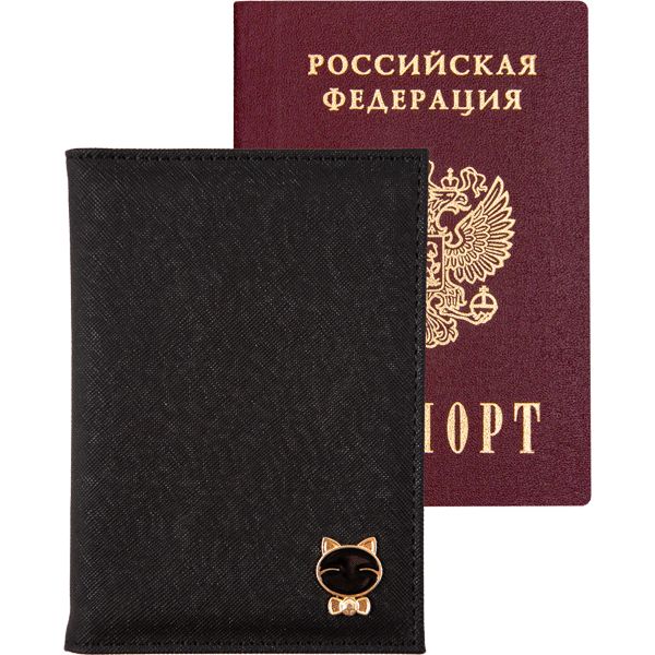 Обложка для паспорта из к/з " Kitty" , поролон, брошь, 1отд.д/визиток