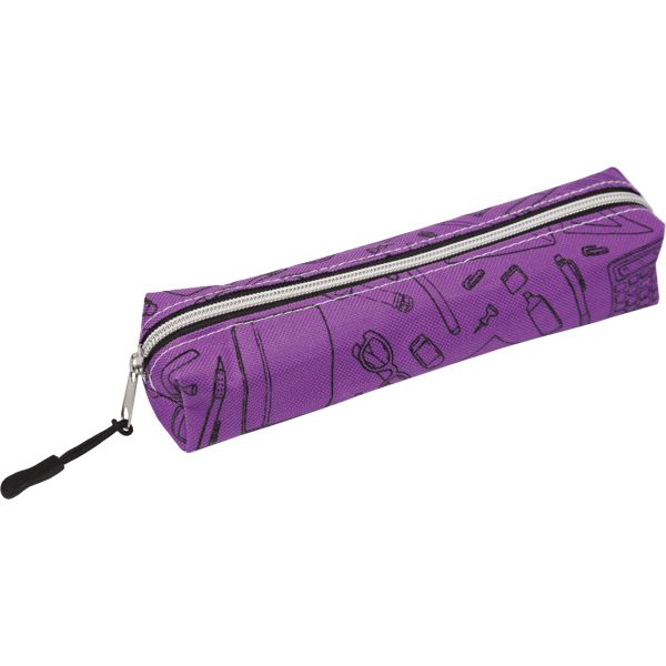 Пенал-косметичка (210*40*40) молния, ткань"School", фиолетовый