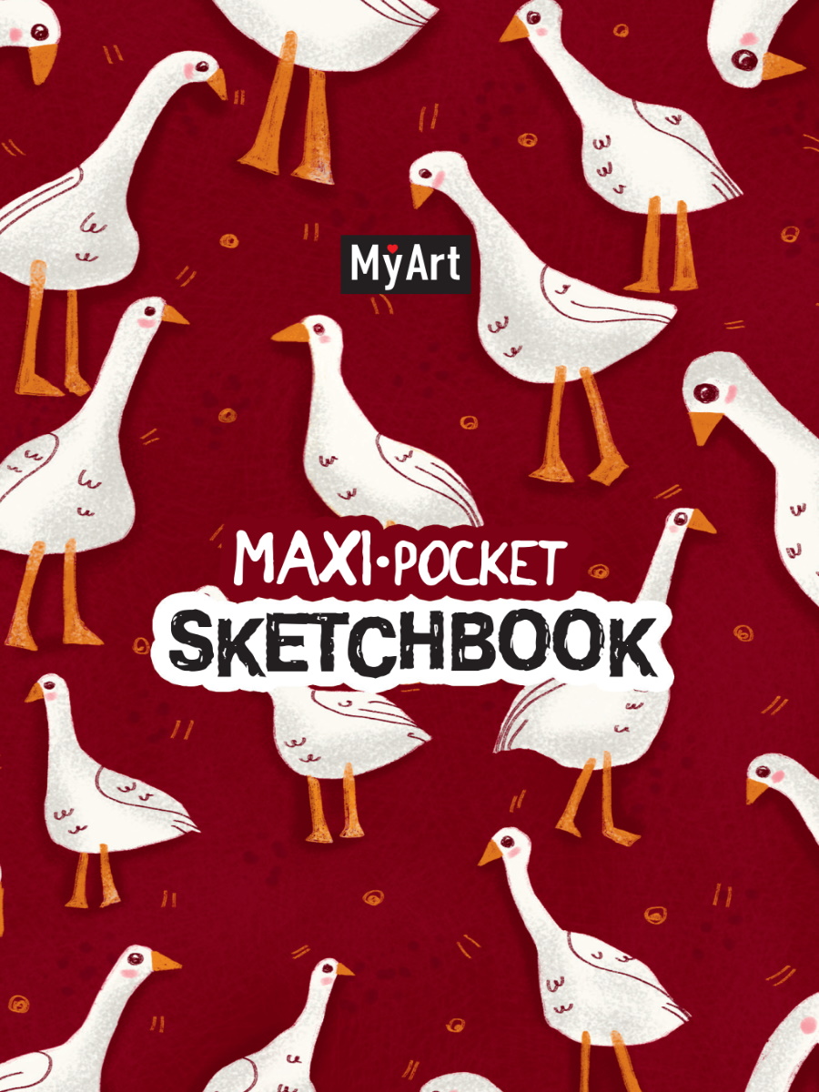 Скетчбук А5  64л., сшивка, 120гр/м2 "MyArt. Maxi Pocket. Гусики" тв.обл.