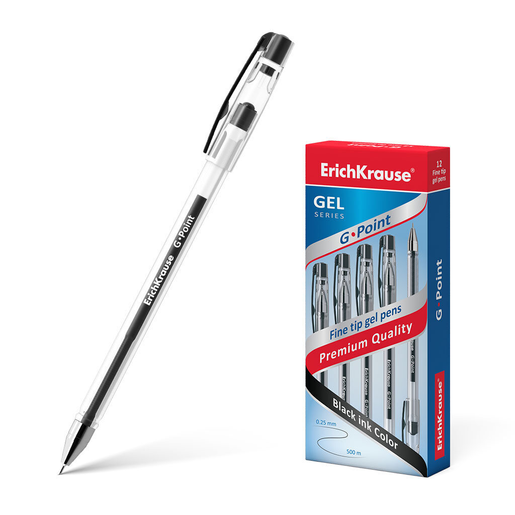 Ручка гелевая EK G-POINT черная, 0,38мм, игольч.наконеч.
