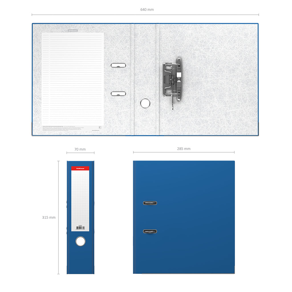 Папка–регистратор с арочным механизмом ErichKrause, Colors, А4, 70 мм, голубой