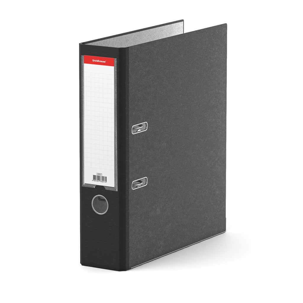 Папка-регистратор с арочным механизмом разборная ErichKrause Мрамор, цветной корешок, кармашек, А4, 70 мм, черный