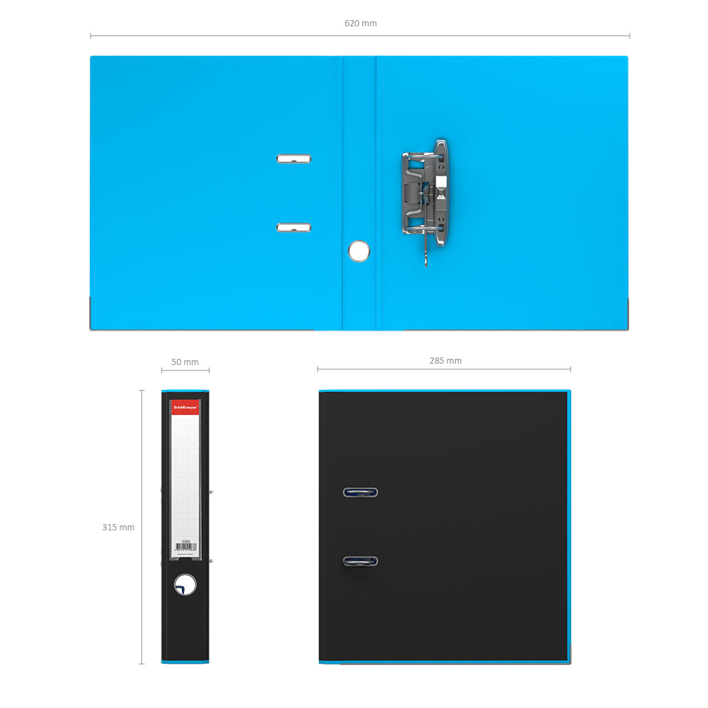 Папка–регистратор с арочным механизмом разборная ErichKrause, Accent, А4, 50 мм, голубой
