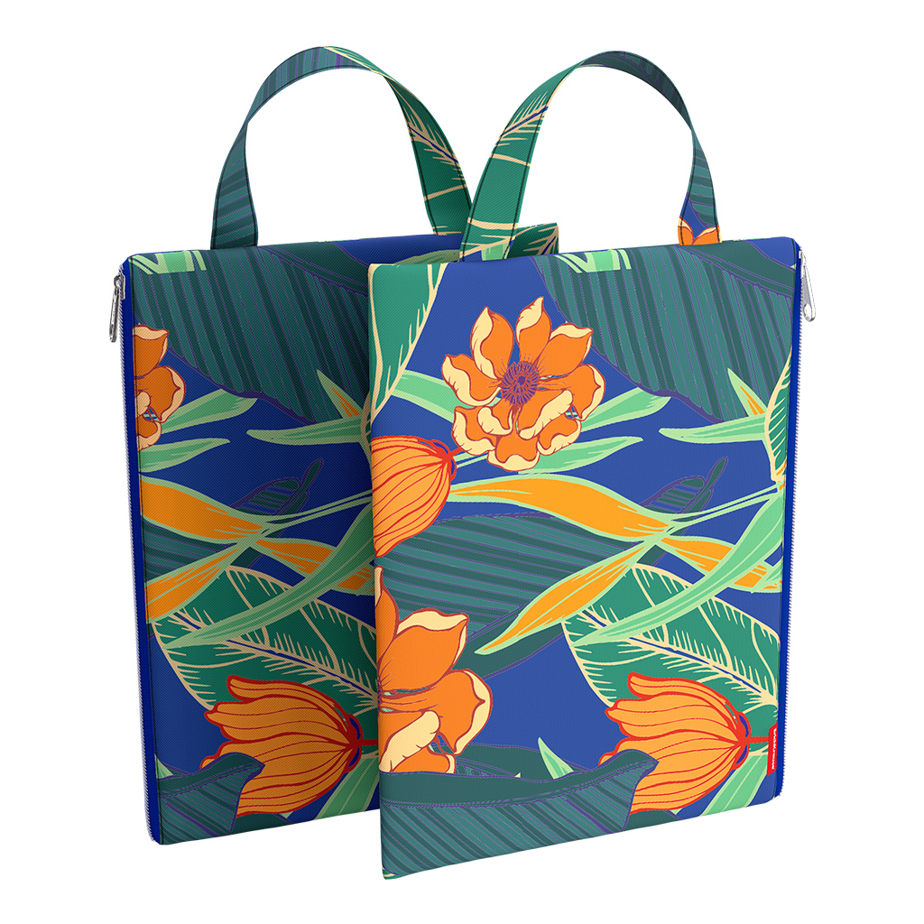 Папка текстильная на молнии, вертикальная ErichKrause® с ручкой Exotic Flowers, A4