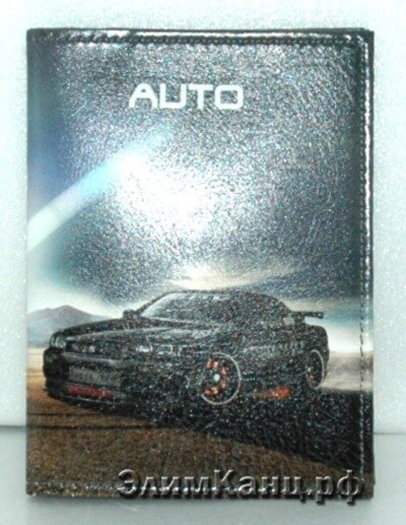 Обложка для автодокументов из к/з, сменный блок, СПОРТИВНОЕ АВТО