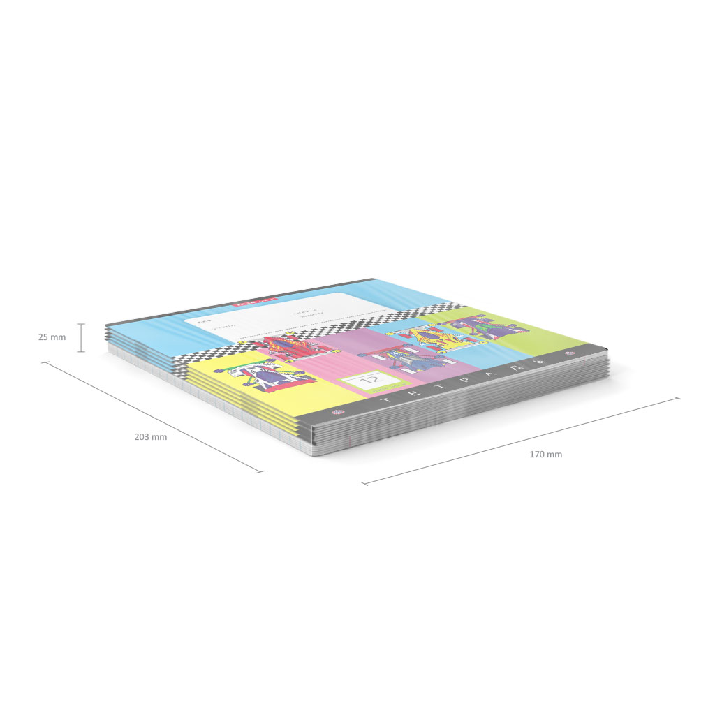 Тетрадь школьная ученическая ErichKrause Веселые гонки, 12 листов, линейка (в плёнке по 10 шт.)