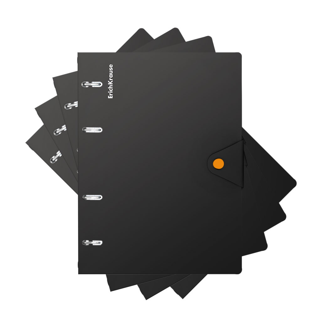 Тетрадь общая с пласт. обл. на кольцах ErichKrause Акцент, текстура песок,  ассорти, А5, 80 л., клетка, на кнопке