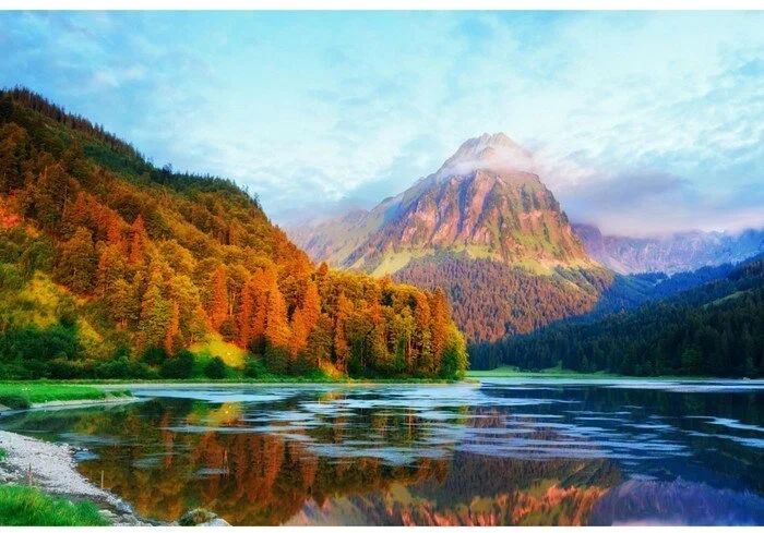 Картина по номерам на холсте 40*50см "Осенняя река на закате"