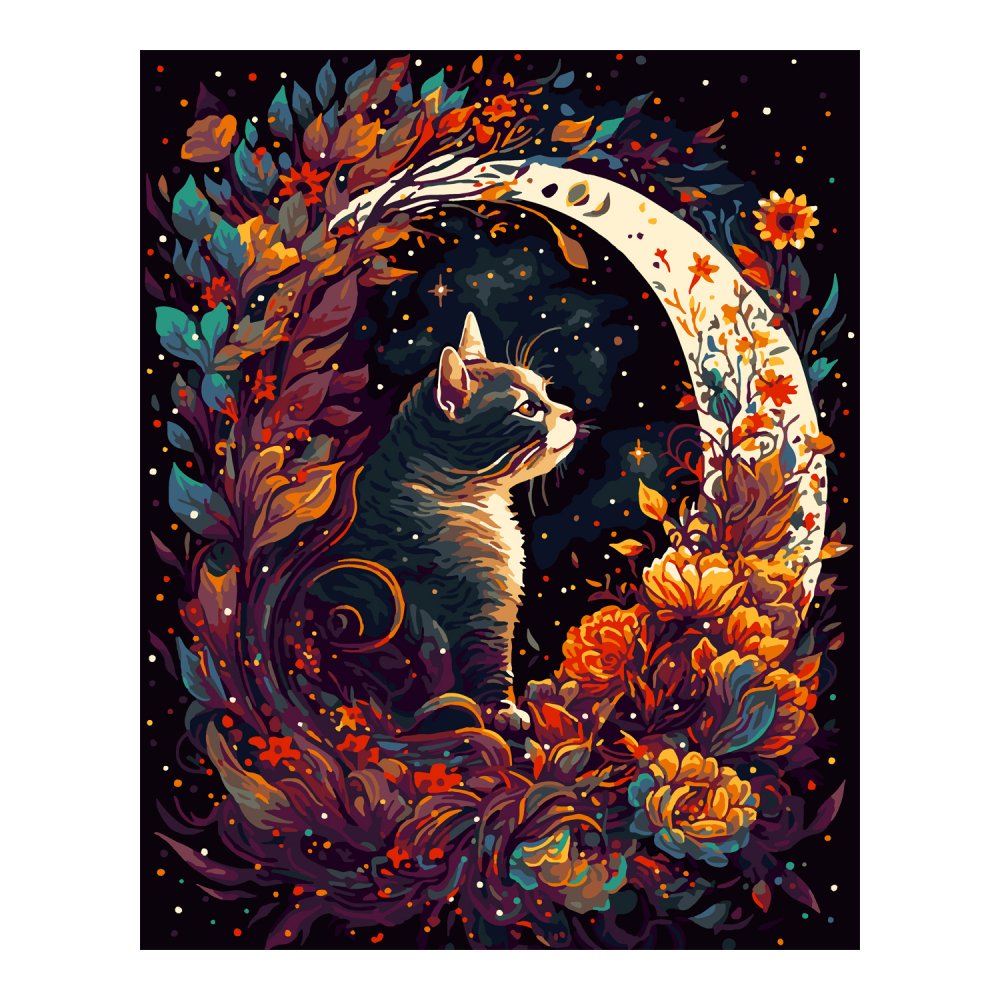 Картина по номерам на холсте 40*50см "Лунный кот"