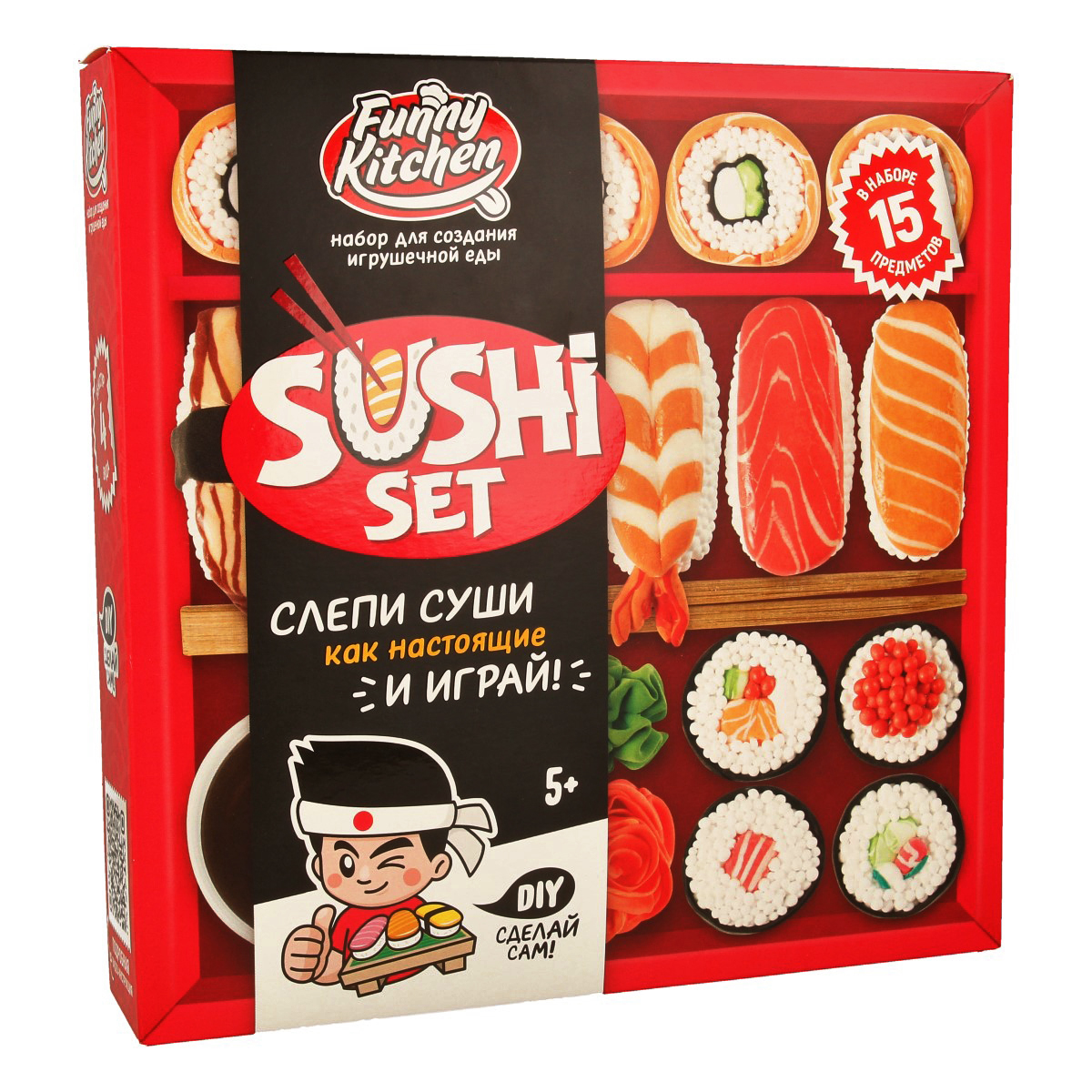 Набор для опытов Funny Kitchen "Sushi set" 150 гр легкий пластилин, слайм, тесто