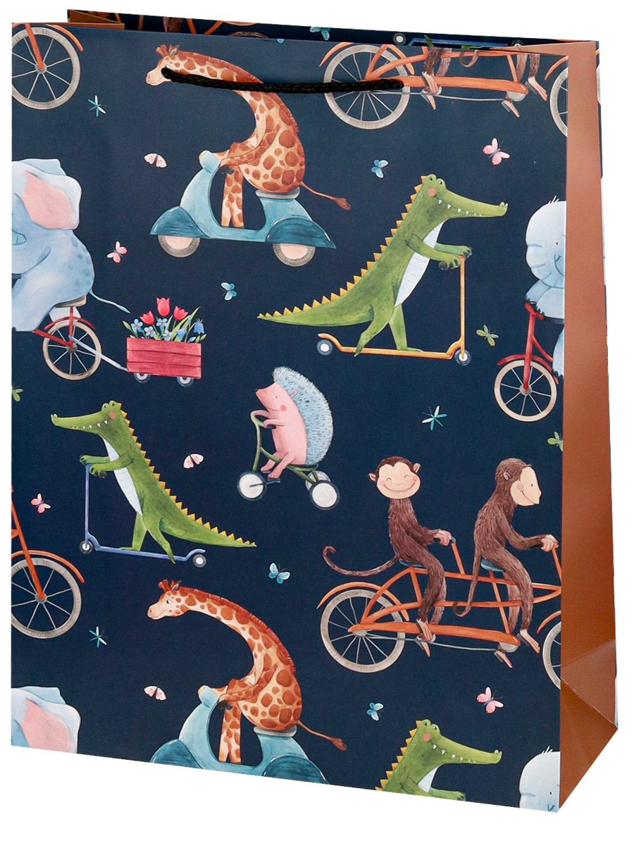 Пакет подар. бумажн. 31*42*12 см, 210 гр/м2  Милые зверята, синий