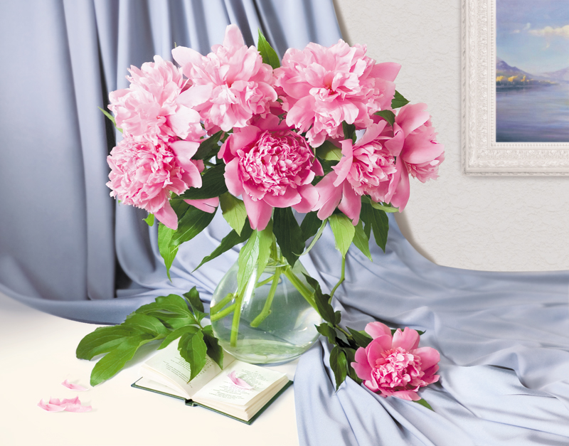 Календарь Трио  295*720мм на 2025г.  Пионы