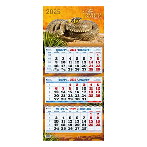 Календарь Трио  310*680мм на 2025г.  Год Змеи. Вид3