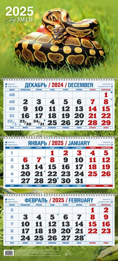 Календарь Трио  310*680мм на 2025г.  Год Змеи. Вид5