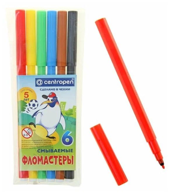 Фломастеры   6цв "Centropen. Пингвины", карт. упак.