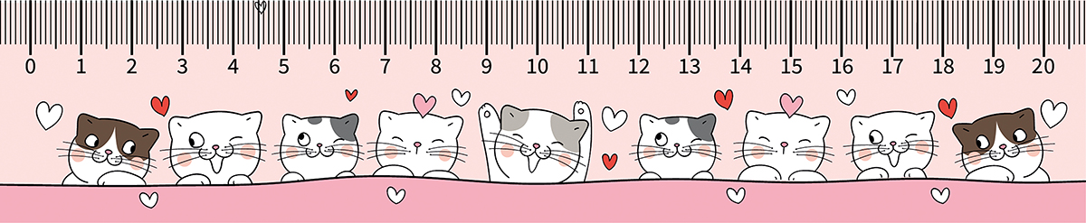 Закладка с линейкой 20см, "Котята"