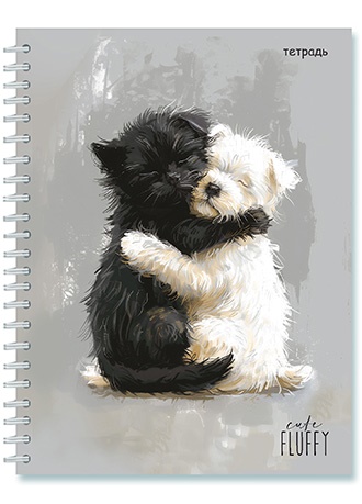 Тетрадь А5  96л кл. гребень Апплика "Пушистые друзья" УФ-лак, бел.100%